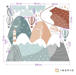 INSPIO-textilná prelepiteľná nálepka - Nálepky do detskej izby - Kopce s balónmi