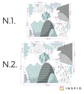 INSPIO-textilná prelepiteľná nálepka - Nálepky na stenu - Kopce a mesiačik v mentolovej farbe