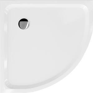 Mexen Slim, štvrťkruhová akrylátová sprchová vanička 100x100x5 cm, biela, chrómový sifón, 41101010