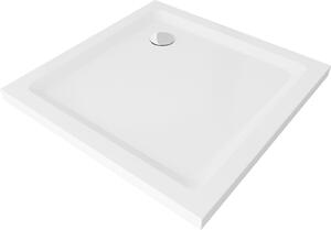 Mexen SLIM - Štvorcová sprchová vanička 100x100x5cm + chrómový sifón, biela, 40101010