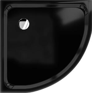 Mexen Slim, štvrťkruhová akrylátová sprchová vanička 100x100x5 cm, čierna, chrómový sifón, 41701010