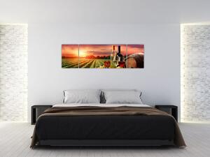 Obraz - víno a vinice pri západe slnka (Obraz 170x50cm)