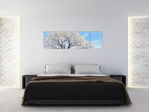Obraz kvitnúceho stromu na jarné lúke (Obraz 170x50cm)