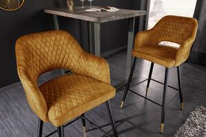 Dizajnová barová stolička Laney horčicový zamat