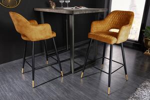 Dizajnová barová stolička Laney horčicový zamat