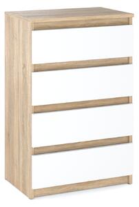 STIV Möbel | Komoda so 4 zásuvkami | Dub sonoma & biela matná | 60 cm | bezúchytková & moderná | do obývačky a spálne