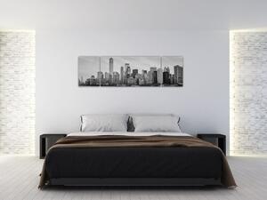 Čiernobiely obraz mesta (Obraz 170x50cm)