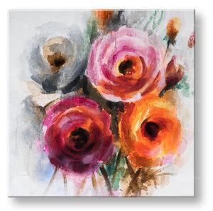 Maľovaný obraz na stenu KVETY 70x70 cm - 70×70 cm / Klasický 2 cm