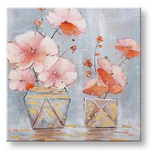 Maľovaný obraz na stenu KVETY VO VÁZE 60x60 cm - 60×60 cm / Klasický 2 cm