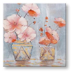 Maľovaný obraz na stenu KVETY VO VÁZE 60x60 cm - 60×60 cm / Klasický 2 cm