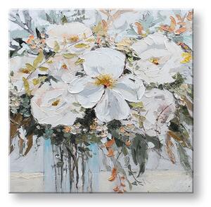 Maľovaný obraz na stenu KVETY VO VÁZE 70x70 cm - 70×70 cm / Klasický 2 cm