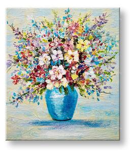 Maľovaný obraz na stenu KVETY VO VÁZE 60x70 cm - 60×70 cm / Premium 4 cm