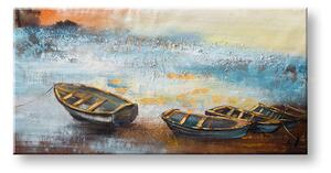 Maľovaný obraz na stenu LOĎKY 100x50 cm - 100×50 cm / Klasický 2 cm