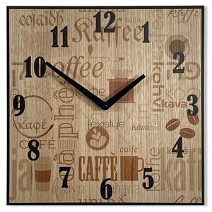 Drevené hodiny s nápismi coffe Hnedá