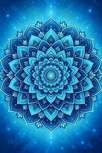 Modrá mandala – Hĺbka vesmíru – Metalický obraz 60x40cm