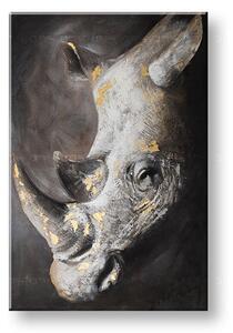 Maľovaný obraz na stenu NOSOROŽEC 80x120 cm - 80×120 cm / Klasický 2 cm