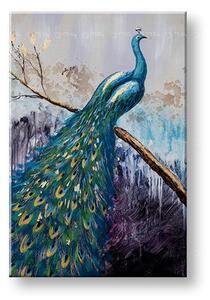 Maľovaný obraz na stenu PÁV 60x90 cm - 60×90 cm / Premium 4 cm