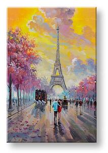 Maľovaný obraz na stenu PRECHÁDZKA V PARÍŽI 60x90 cm - 60×90 cm / Klasický 2 cm