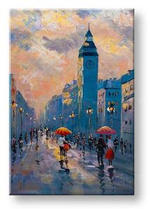 Maľovaný obraz na stenu PRECHÁDZKA MESTOM 60x90 cm - 60×90 cm / Klasický 2 cm