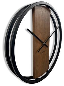 Hnedé drevené nástenné hodiny s priemerom 50cm Hnedá
