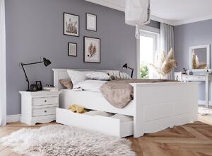 - Rustikálna masívna posteľ - BELLUNO ELEGANTE ROZMER: pre matrac 90 x 200 cm, FARBA: biela