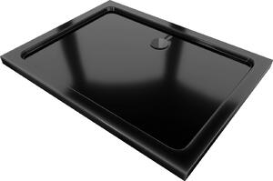 Mexen Flat, akrylátová sprchová vanička 100x70x5 cm SLIM, čierna, čierny sifón, 40707010B