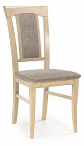 Jedálenská stolička KONRAD – masív, látka, viac farieb dub sonoma / béžovo-hnedá