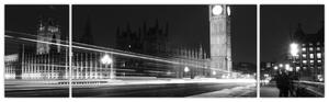 Čiernobiely obraz Londýna - Big ben (Obraz 170x50cm)