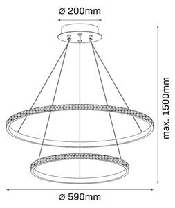LED luster na lanku DIANA LED/44W/230V 4000K priemer 59 cm zlatý