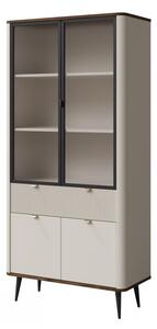 Mirjan24 Vitrína Rotevio 1SD2W RT02, Farby: kašmír / kašmír + orech 5903211425530