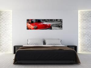 Obraz červeného auta - veterán (Obraz 170x50cm)