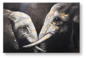 Maľovaný obraz na stenu SLONY 120x80 cm - 120×80 cm / Premium 4 cm