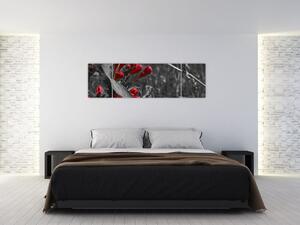 Červené kvety - moderné obrazy (Obraz 170x50cm)