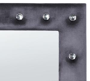 Stojacie zrkadlo tmavosivý zamatový rám 50 x 150 cm akrylové sklo ozdobné kamienky dekoratívny rám glamour dizajn