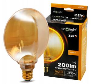 ECOLIGHT Dekoratívna LED žiarovka E27 4W 200lm G130 Amber Retro - rada ZERO