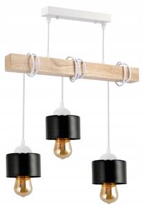 BERGE LED drevené závesné stropné svietidlo, biele, 3xE27 kelímok