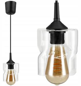 BERGE LED luster závesné stropné svietidlo E27 priehľadný sklenený štvorec