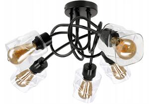 BERGE LED luster stropné svietidlo 5xE27, skladací, priehľadný sklenený štvorec