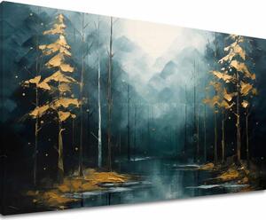 Moderný umelecký obraz Zlaté dotyky lesa - PREMIUM ART - 40x60 cm