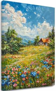 Obraz krajiny na plátne Chalúpka v horách | dokončené rukou umelca - 40x60 cm