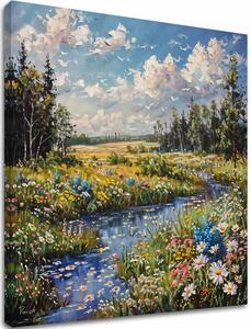 Obraz krajiny na plátne Potok v prírode - 60x60 cm