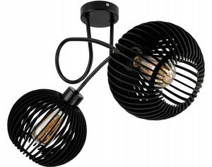 BERGE LED stropné svietidlo 2XE27, drevené, čierne