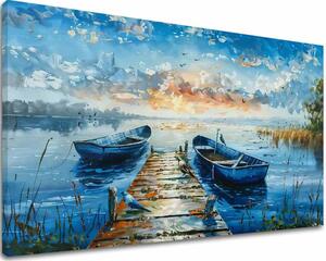 Obraz krajiny na plátne Romantický západ slnka | dokončené rukou umelca - 40x60 cm