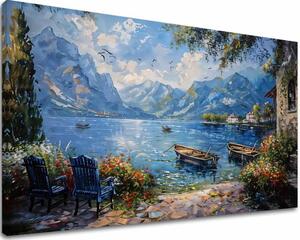 Obraz krajiny na plátne Prístav v horách | dokončené rukou umelca - 40x60 cm