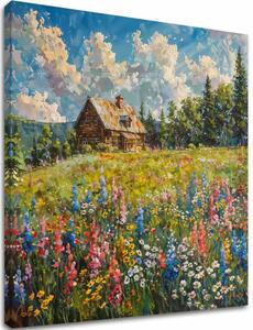 Obraz krajiny na plátne Leto u babky - 60x60 cm