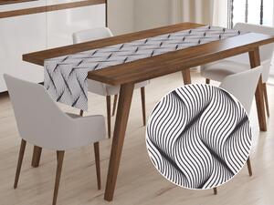 Biante Dekoračný behúň na stôl PML-042 Čierno-biele vlnenie 20x120 cm