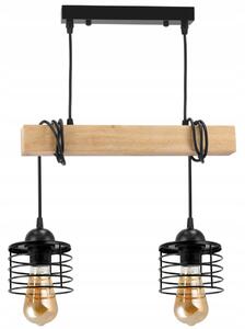 BERGE LED závesné stropné svietidlo drevený trám 2xE27 Loft Luster Spring