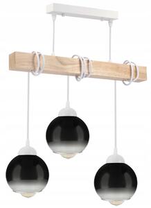 BERGE LED závesné stropné svietidlo, drevené, biele, 3xE27, dymovo šedé