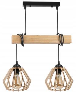 BERGE LED závesné stropné svietidlo, drevený trám, 2xE27, brilantný drevený luster