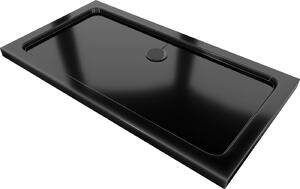 Mexen Flat, akrylátová sprchová vanička 130x70x5 cm SLIM, čierna, čierny sifón, 40707013B